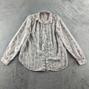 H&M Blouse Womens‎ 6 Pink Floral Button Up Long Sleeve Lightweight Shirt Top